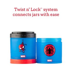 Whiskware Marvel Stackable Snack Containers for Kids and Toddlers, 3 Stackable Snack Cups for School or Travel, Spider-Man Character