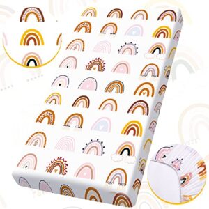 Changing Pad Cover, Boho Rainbow Change Table Pad Covers, Soft and Light Bassinet Pad, Stretchy Changing Table Sheets for Boys and Girls Baby Cradle Mattress