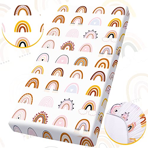 Changing Pad Cover, Boho Rainbow Change Table Pad Covers, Soft and Light Bassinet Pad, Stretchy Changing Table Sheets for Boys and Girls Baby Cradle Mattress