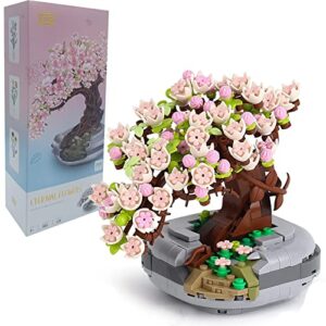 LNYSSQ Mini Succulent Bonsai Tree Building Sets Botanical Collection Flower Bouquet Bricks Bonsai Model Creative DIY Simulation for Home(Mini Sakura Bonsai)