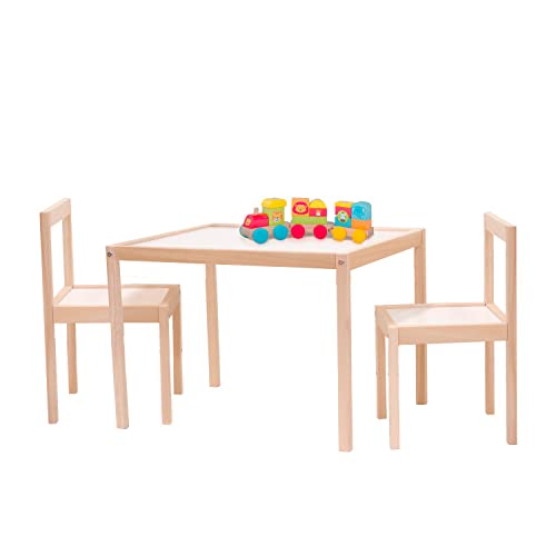 Kit | Premium Solid Wood Table and 2 Chairs Set for Toddlers (Ages 1-3) - Ideal for Children's Playrooms