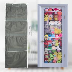 lonchdan over the door stuffed animal storage stuffed animals holder over door hanging organizer large pockets plushie net stuff animal storage display for plush with hooks & rods for nursery playroom