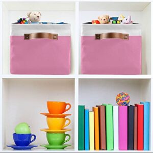Pink Pet Name Custom Storage Basket Customize Storage Organizer Box Bin Large Collapsible Cube Baskets with PU Handles for Shelf Closet Nursery Laundry 1 Pack