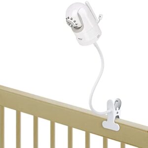 clip mount for infant optics dxr-8 and dxr-8 pro baby monitor, flexible gooseneck baby monitor holder for crib without tools or wall damage - white