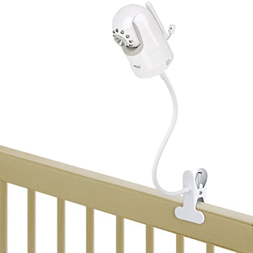 Clip Mount for Infant Optics DXR-8 and DXR-8 Pro Baby Monitor, Flexible Gooseneck Baby Monitor Holder for Crib Without Tools or Wall Damage - White