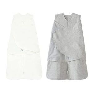 halo 100% cotton sleepsack swaddle, 3-way adjustable wearable blanket, tog 1.5, cream and grey, newborn, 0-3 months