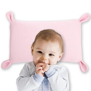 breathable children pillow with soothering bunny ears memory foam kids sleeping pillows (pink modal)