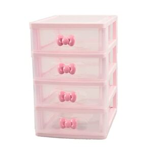 wqurc lovely pink receiving storage cabinets box with multi-layers and pink bowknot handle (four layers (7.06 x 5.22 x 8.05 inches))