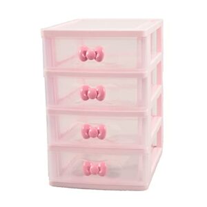 WQURC Lovely Pink Receiving Storage Cabinets Box With Multi-layers And Pink Bowknot Handle (Four layers (7.06 x 5.22 x 8.05 inches))