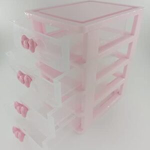 WQURC Lovely Pink Receiving Storage Cabinets Box With Multi-layers And Pink Bowknot Handle (Four layers (7.06 x 5.22 x 8.05 inches))