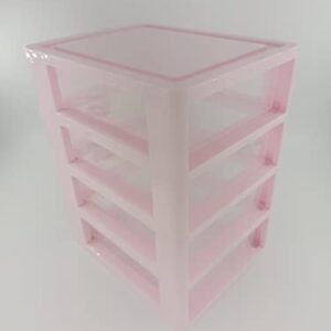 WQURC Lovely Pink Receiving Storage Cabinets Box With Multi-layers And Pink Bowknot Handle (Four layers (7.06 x 5.22 x 8.05 inches))