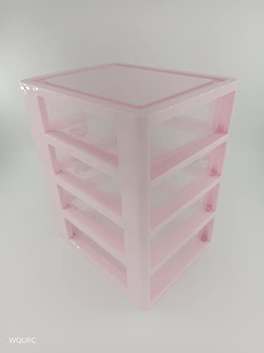 WQURC Lovely Pink Receiving Storage Cabinets Box With Multi-layers And Pink Bowknot Handle (Four layers (7.06 x 5.22 x 8.05 inches))