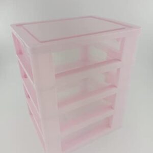 WQURC Lovely Pink Receiving Storage Cabinets Box With Multi-layers And Pink Bowknot Handle (Four layers (7.06 x 5.22 x 8.05 inches))