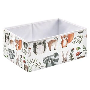 cute woodland animals storage basket storage bin rectangular collapsible toy boxs fabric storage organizer for kids room bedroom…