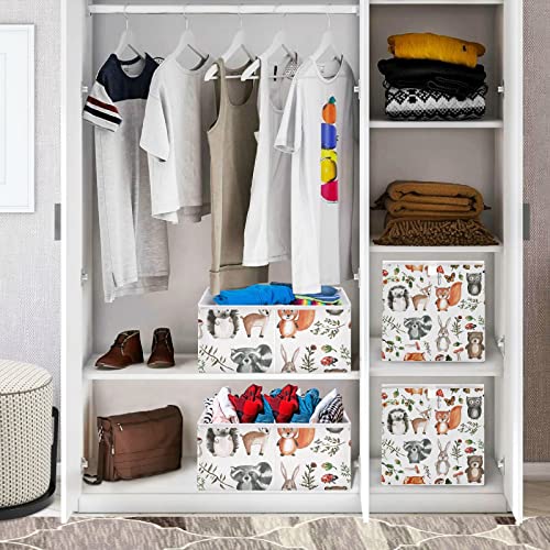 Cute Woodland Animals Storage Basket Storage Bin Rectangular Collapsible Toy Boxs Fabric Storage Organizer for Kids Room Bedroom…