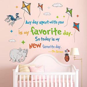 Buiory Removable Colorful Dr. Seuss Inspirational Quotes Wall Decal Learning Education Saying Wall Stickers Motivational Lettering Wall art Decor for Kids Teens Bedroom Study room Nursery Classroom (Any day spent)