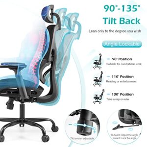 BNEHS Office Chair Ergonomic,Branch Mesh Chair for Heavy People with Slide Seat, Executive Desk Chair for Back Pain with Adjustable Headrest,Black