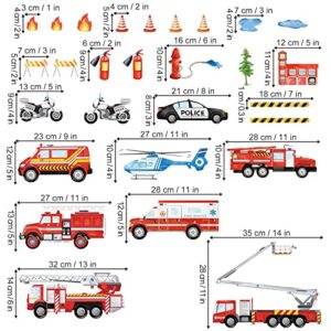 wondever Fire Trucks Wall Stickers Transportation Firefighter Vehicle Peel and Stick Wall Art Decals for Kids Boys Bedroom Baby Nursery