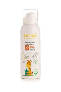 botao baby’s mineral sunscreen foam spray: spf50 broad spectrum uva uvb, babies or toddlers sunburn protection, zinc oxide, 3.4 oz (1-pack)