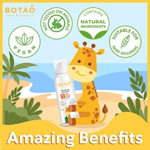 BOTAO BABY’S MINERAL SUNSCREEN FOAM SPRAY: SPF50 Broad Spectrum UVA UVB, Babies or Toddlers Sunburn Protection, Zinc Oxide, 3.4 Oz (1-Pack)