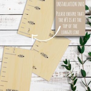 Beautiful Wooden Growth Chart for Kids - Upgraded Easy Install Version - The Perfect 6.5 ft Height Measurement Chart w Stickers to Track Your Kids Growth - Modern Boho Nursery Or Playroom Wall Decor