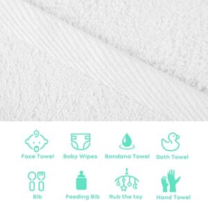 Looxii Baby Washcloths Luxury Bamboo Wash Cloths Ultra Soft Face Towel for Baby Registry as Shower 6 Pack (12"x12", White)