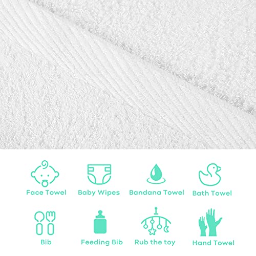 Looxii Baby Washcloths Luxury Bamboo Wash Cloths Ultra Soft Face Towel for Baby Registry as Shower 6 Pack (12"x12", White)