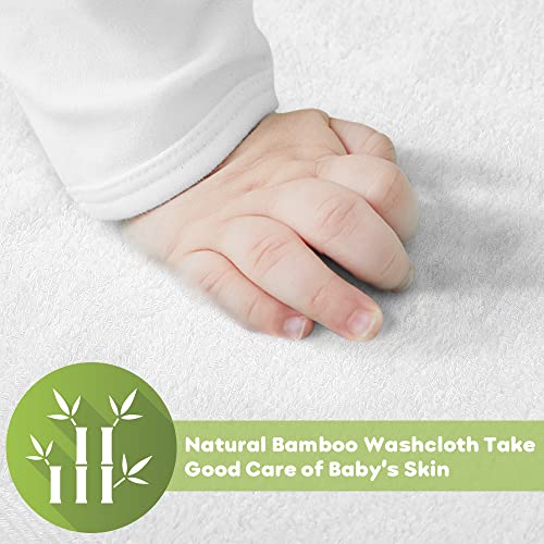 Looxii Baby Washcloths Luxury Bamboo Wash Cloths Ultra Soft Face Towel for Baby Registry as Shower 6 Pack (12"x12", White)