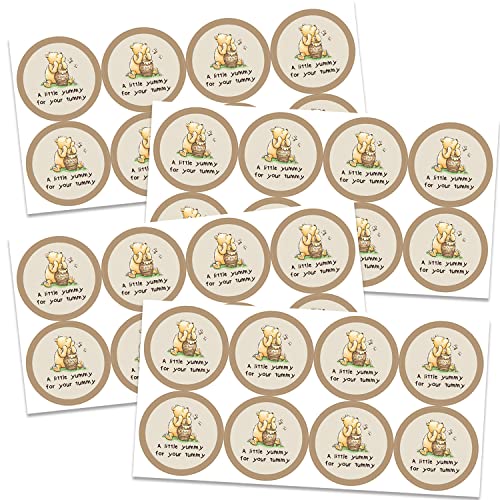 Classic Winnie The Pooh Stickers, A Little Yummy for Your Yummy Stickers, Perfect for Baby Showers, Wedding Favors,Honey Jar, Party Favors 32 PCS