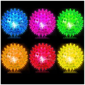 bouncy light up ball for kids - led flashing spiky sensory stress balls for toddlers 1-3 2.55inch fidget sensory toys glow in the dark for party favors student gifts school rewards