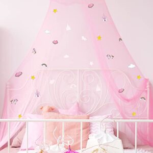 stars bed canopy glow in the dark bed canopy for girls unicorn room decor for girls bedroom pink bed canopy crib mosquito net fluorescent mosquito net hanging for girls, kids and babies