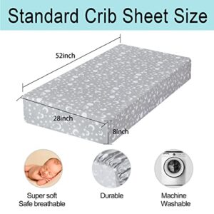 bimocosy Crib Sheets,3 Pack Boy Crib Sheets Size 28"x 52" for Standard Crib and Toddler Mattresses, Super Soft Breathable Microfiber Fitted Crib Sheet, Stars/Woodland Animals/Gray