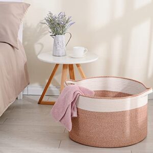 Large Cotton Rope Basket, 22"D x 14"H Extra Large Storage Basket, Soft Woven Baskets for Storage, Pillow, Clothes, Towel, Toys, Cushions, Throw Blanket Basket for Living Room