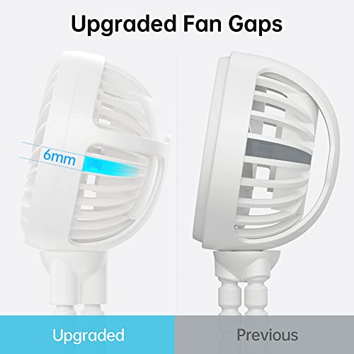 GUSGU Mini Stroller Fan Clip-on for Baby, Small Portable Fan Rechargeable and Handheld, USB Cooling Fan with 3 Adjustable Speeds and Flexible Tripod for Travel, Car Seat, Camping, and Bedroom