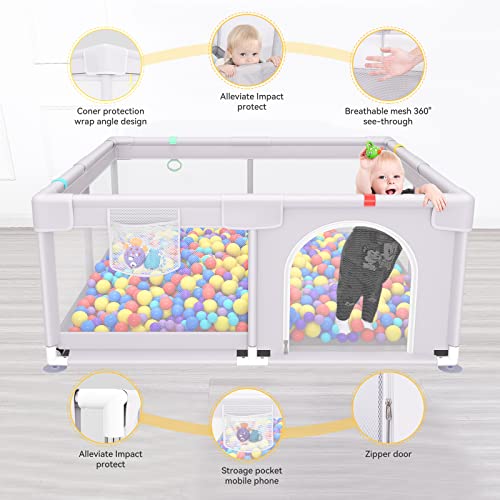 Baby Playpen, Baby Playpen for Babies and Toddlers,Kids Safe Play Center Indoor & Outdoor Playard for Kids Activity Center 50''x 50' Gives Mommy a Break