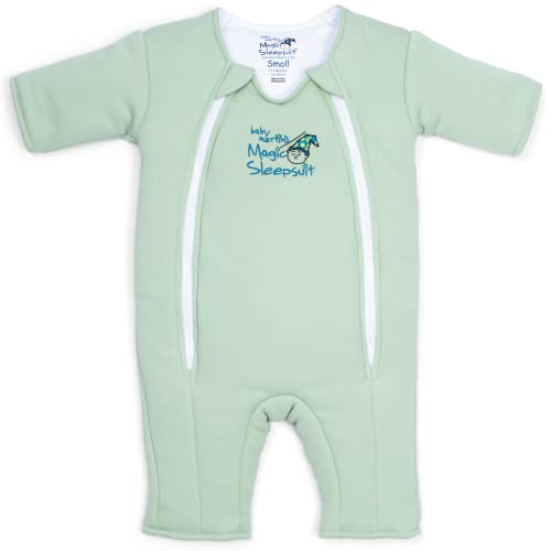 Baby Merlin's Magic Sleepsuit - 100% Cotton Baby Transition Swaddle - Baby Sleep Suit - Sage Green - 3-6 Months