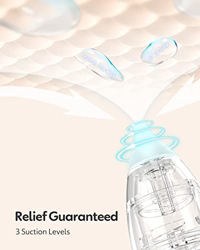 Nasal Aspirator for Baby, MOMTORY Electric Baby Nose Sucker, Powerful Booger Sucker Nose Cleaner with 3 Speeds of Suction, Music Function, 2 Silicone Tips, Fast Charging for 60 Days Use