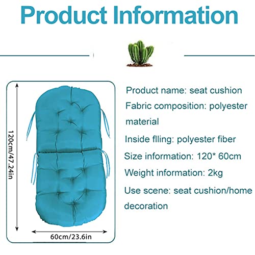 Swivel Rocker Chair Cushion 120x60cm, Washable & UV-Resistant Rocking Replacement Chair Pads, Cushion Mat for Recliner Rocking Rattan Chair Garden Seat Cushion Sofa Tatami Mat, No Chair