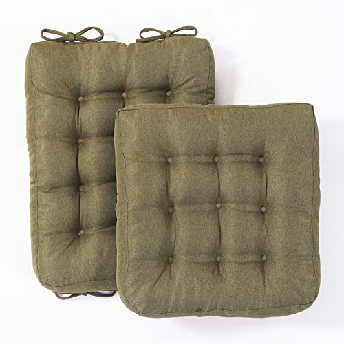 VCOMSOFT Rocking Chair Cushions, Non-Slip, Upper and Lower with Straps,Backrest23 X 17"/Seat 19" X 17" Suitable for X-Large Chair(Moss Green)