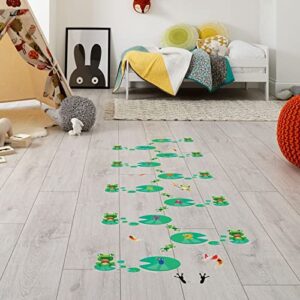 Frog Lotus Leaf Hopscotch Hopscotch Game Stickers Floor Decals, Unique Floor Art Decor Supplies for Baby Kids Room Bedroom Nursery