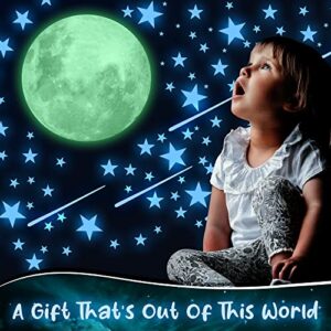 Glow in The Dark Stars and Moon for Ceiling, Luminous Stars and Moon Wall Decal, Wall Decor,Sticky Fluorescence Stars,Gift for boy and Girl Perfect for Kids Nursery Bedroom Living Room(Blue))