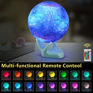 16TUYOUTU Moon Lamp,16 Colors Lava Lamp,Moon Night Lights for Kids,Galaxy Lamp,3D Moon Lights for Bedroom,Bedroom Gift for Kids Boys Girls Birthday Christmas (7.1 inch, lightBlue （Base）