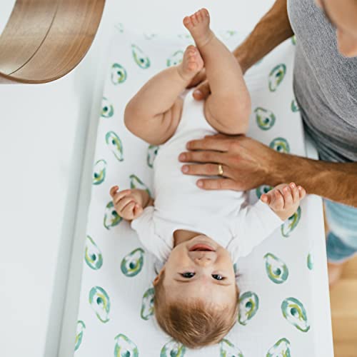 aden + anais Essentials Changing Pad Cover, 100% Cotton Muslin, Super Soft & Breathable, Tailored Snug Fit, Single, Farm to Table - Avocados