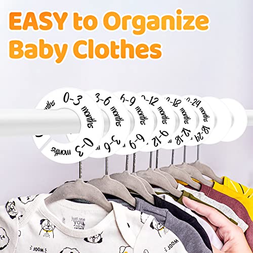 Yeeeasy Baby Closet Dividers for Clothes Durable Baby Closet Size Dividers Double-Sided Baby Clothing Organizer for Boys or Girls Easily Organize Baby Clothing, Fit 1.5’’ Rod, 8PCS