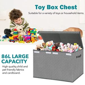 Xmasorme Large Toy Storage Organizer with Lid,Collapsible ToysBox Chest Basket Bins with Sturdy Handles for Kids, Boys, Girls, Nursery, Playroom, 25"x13" x16"
