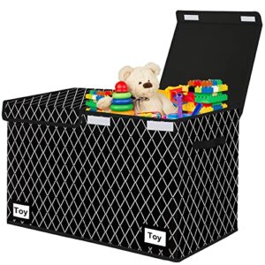 meerainy toy box storage organizer with lid,collapsible toys boxes chest basket bins with sturdy handles for boys and girls, nursery, playroom