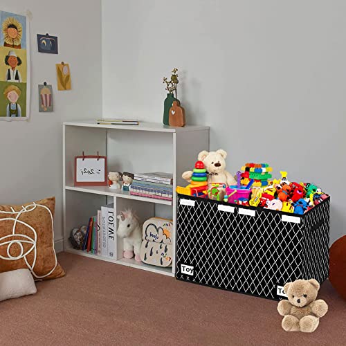 Meerainy Toy Box Storage Organizer with Lid,Collapsible Toys Boxes Chest Basket Bins with Sturdy Handles for Boys and Girls, Nursery, Playroom