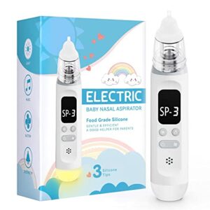 nasal aspirator for baby, electric baby nose sucker with adjustable 3 levels suction, rechargeable booger sucker for babies with 8 light modes and 3 nursery rhymes