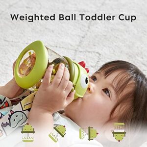 bc babycare Straw Sippy Cups for Toddler, No Spill Sippy Cups for Baby 1+ Year Old, Transition Weighted Sippy Cup with Straw and Strap, 10oz/300ml, Green