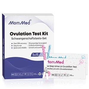 mommed 15 ovulation test strips and 5 pregnancy test strips combo kit,pregnancy tests and ovulation predictor kit,accurately track ovulation and detect early pregnancy